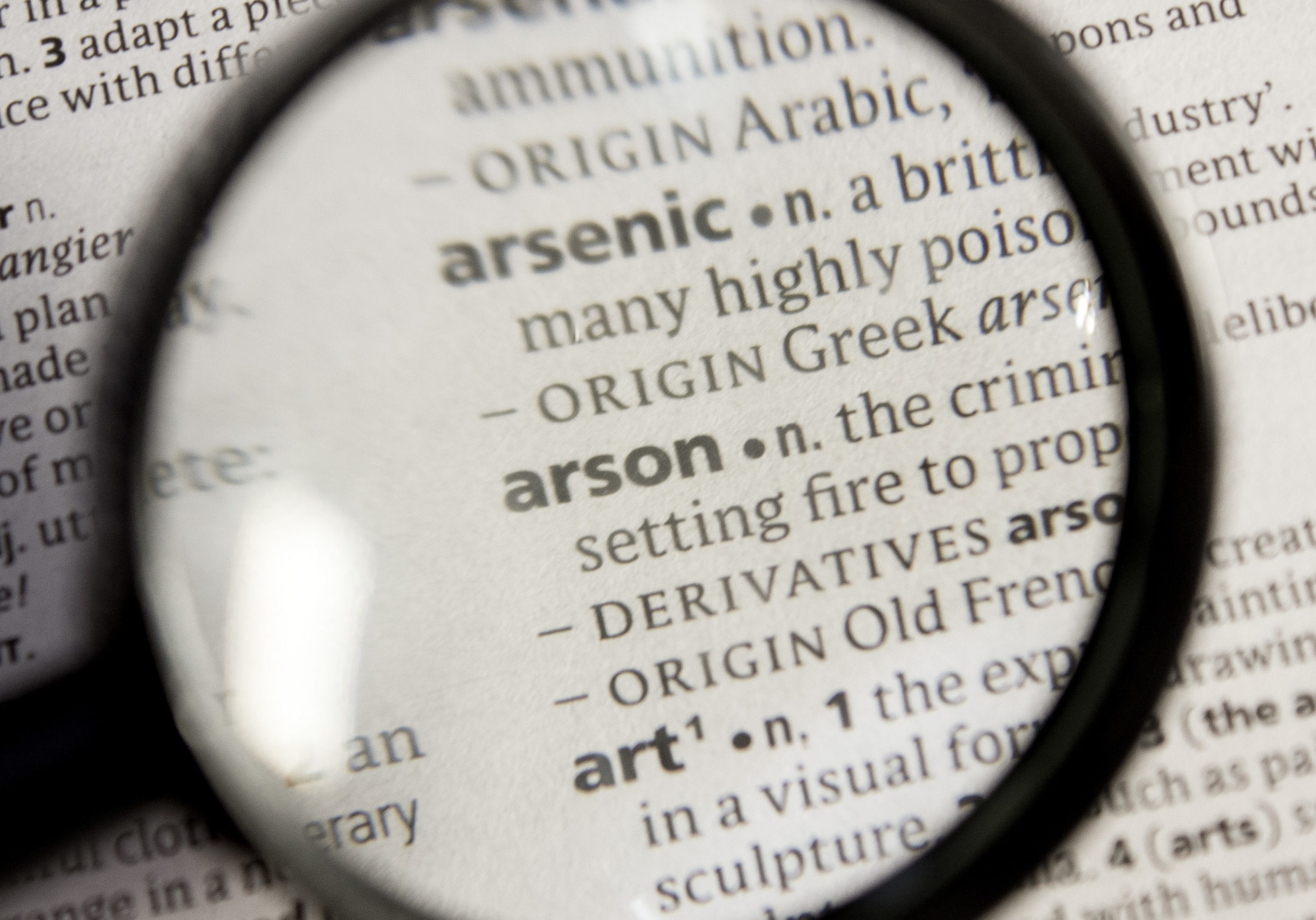 Arson word or phrase in a dictionary