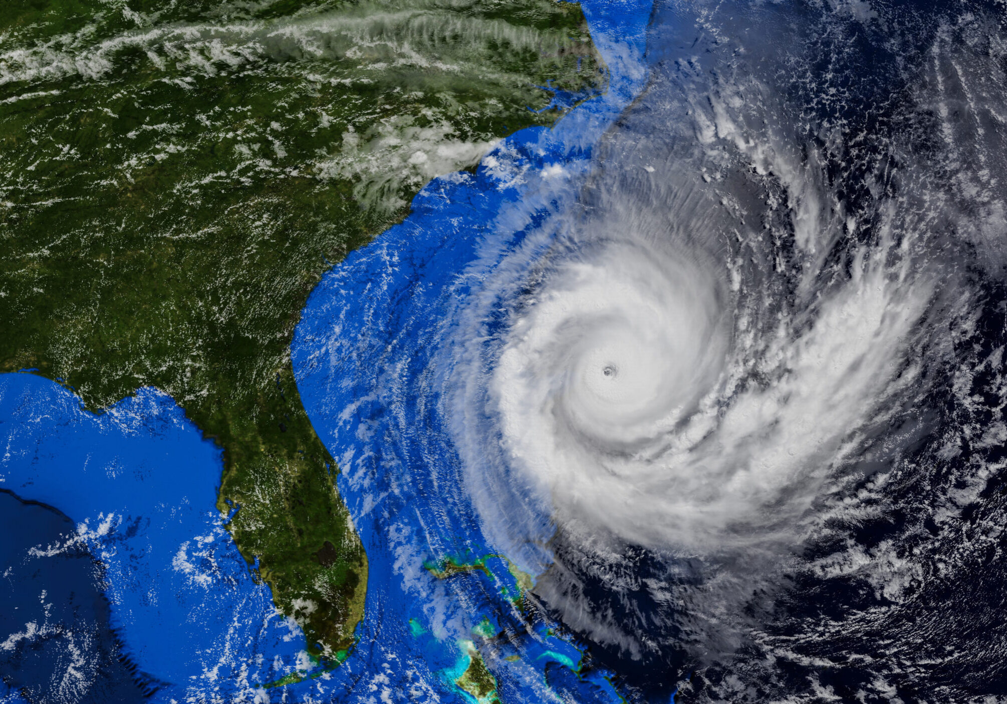 Hurricane approaching the US coast. Elements of this image are furnished by Nasa. 3d illustration